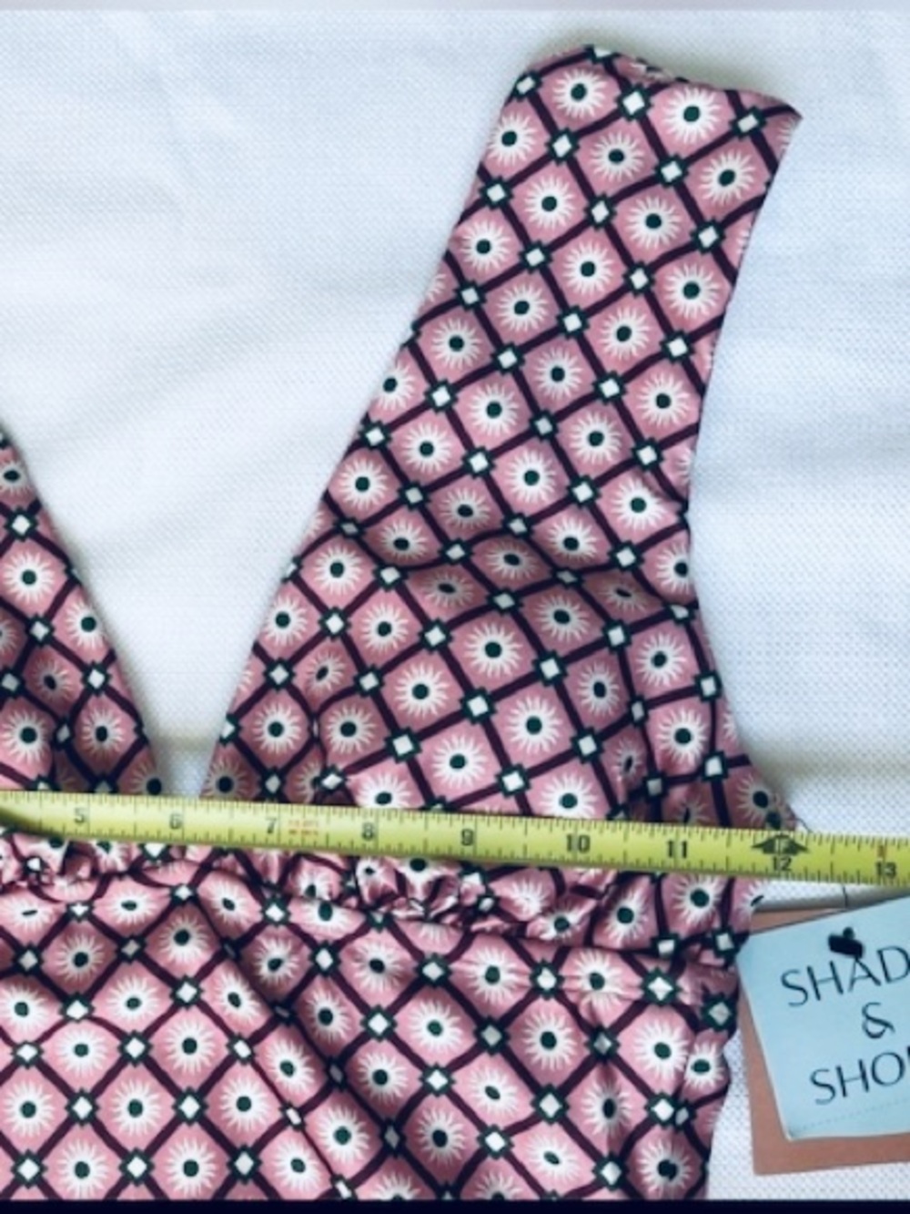 Shade & Shore Geo Print Plunge Full Coverage Tummy Control One Piece Swimsuit XS - Picture 13 of 13